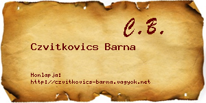 Czvitkovics Barna névjegykártya