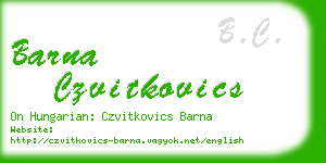 barna czvitkovics business card